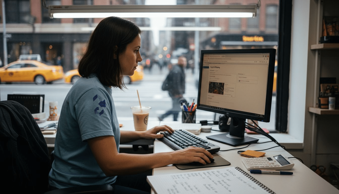 Business owner reviewing Google Ads dashboard