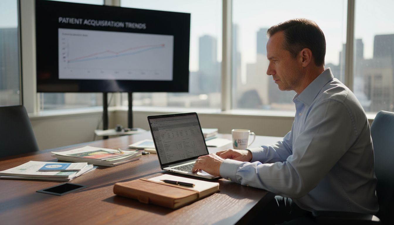 Marketing manager reviewing healthcare Google Ads metrics