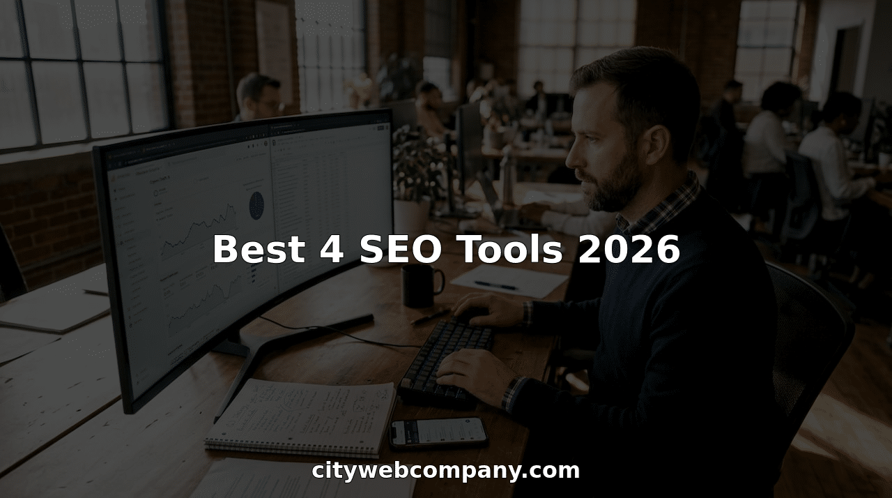 SEO expert analyzing tools at open workspace desk