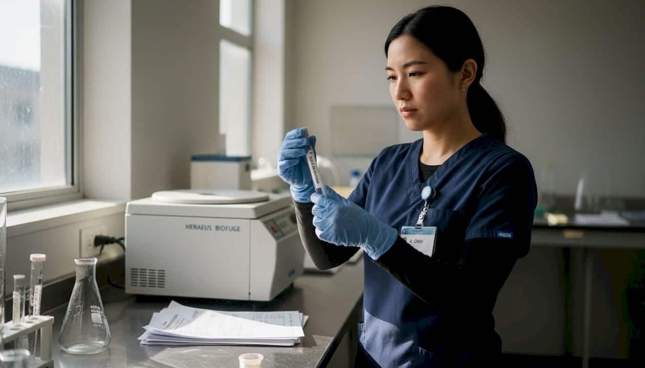 Business owner checking search rankings at kitchen table