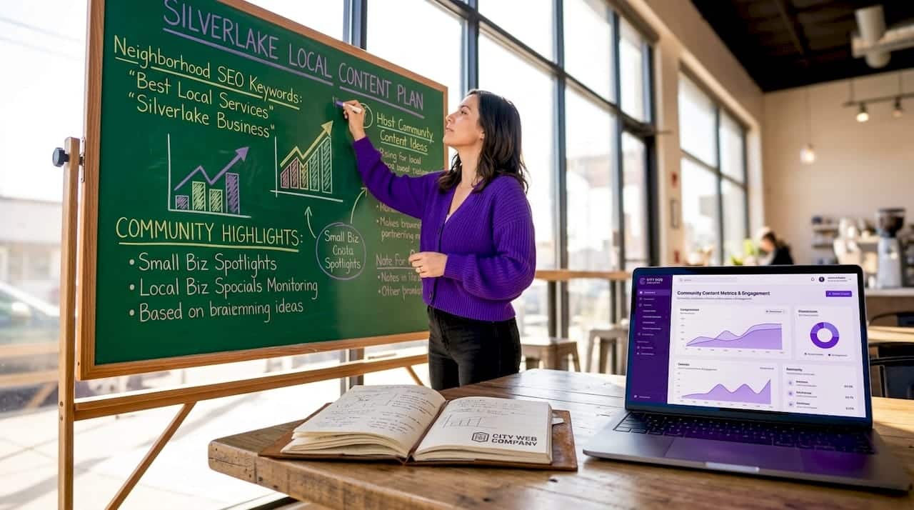 Business owner mapping out local content ideas