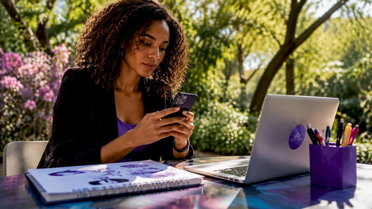 Businesswoman reviewing digital analytics on smartphone
