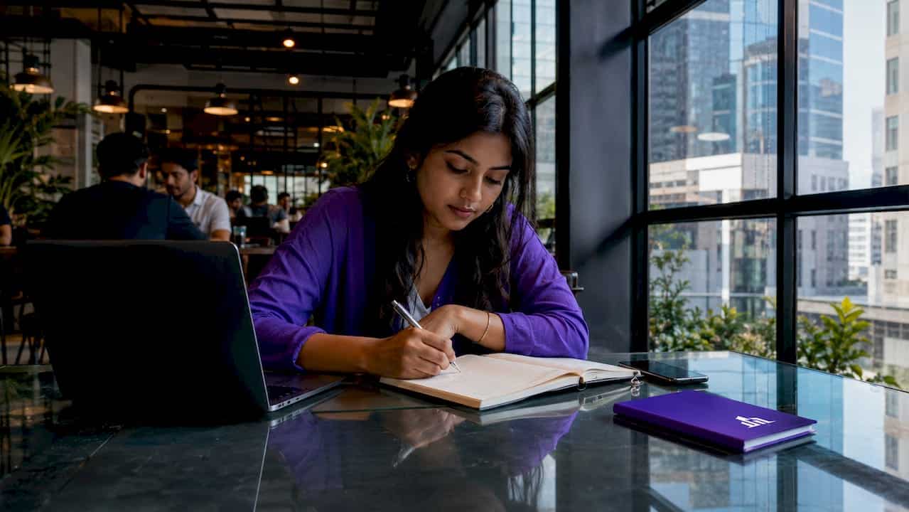 Woman planning marketing strategy at home desk