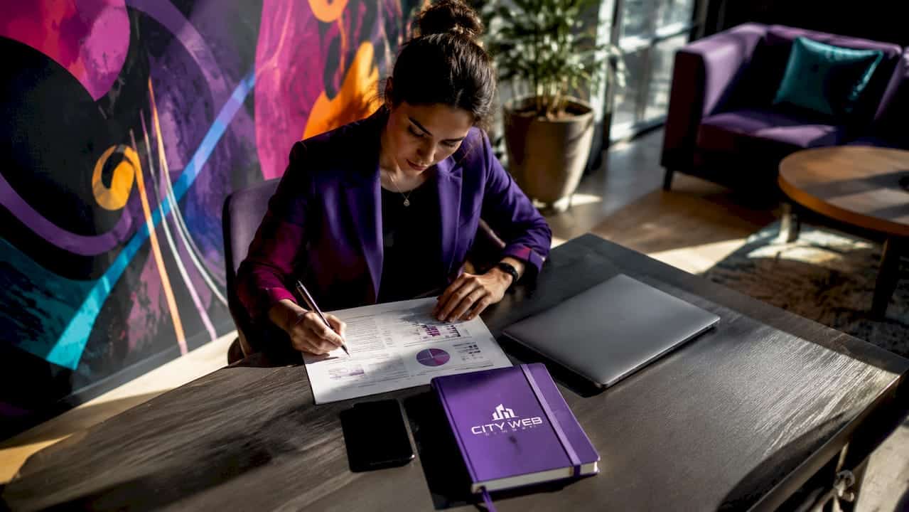 Businesswoman reviewing lead generation strategy