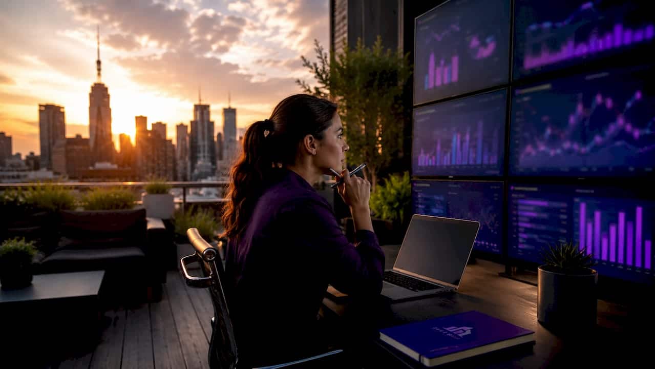 Data analyst reviewing brand visibility dashboards