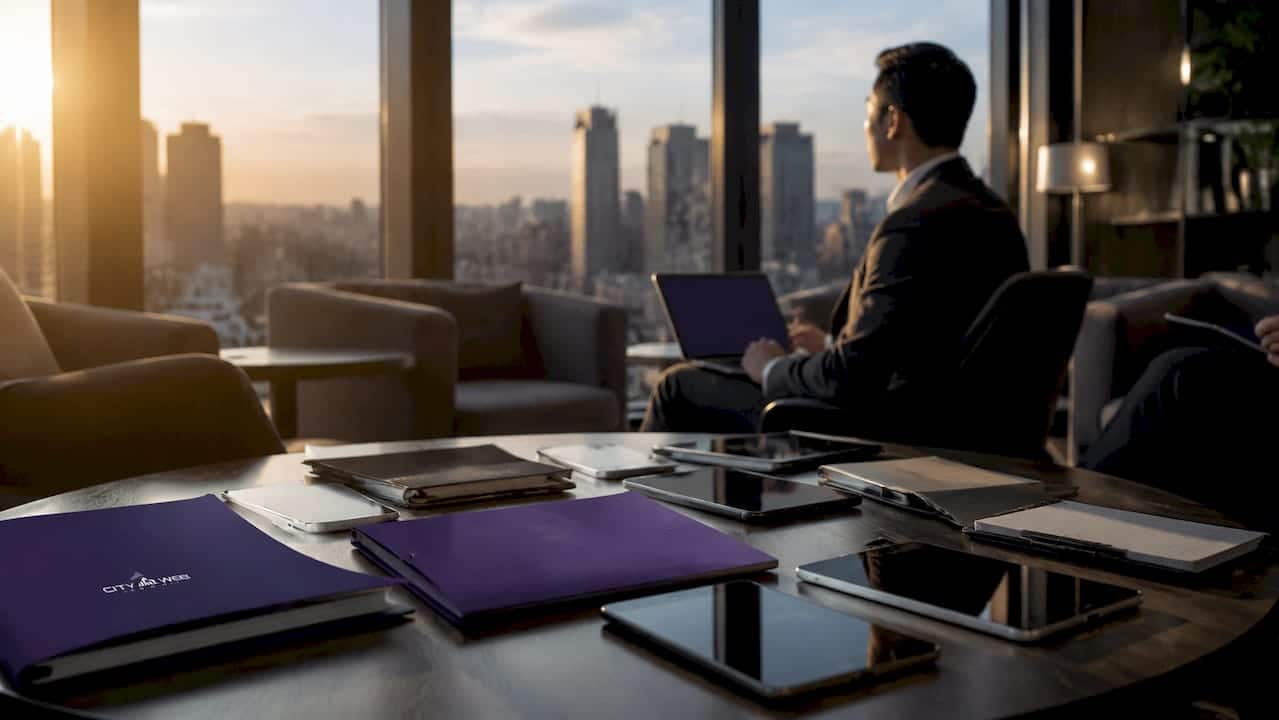 Law firm workspace with digital marketing analytics