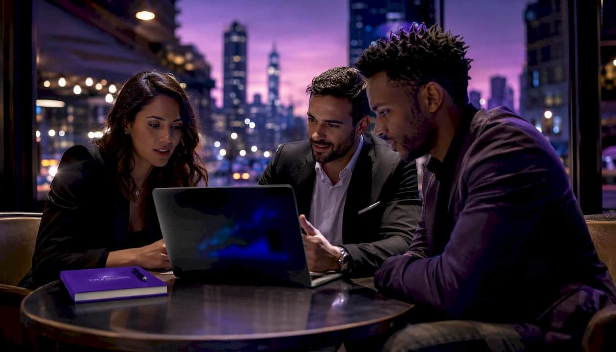 Business team analyzing website performance dashboards