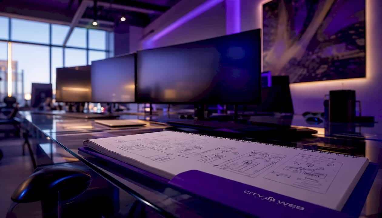 Multi-monitor streaming ads data dashboard workspace