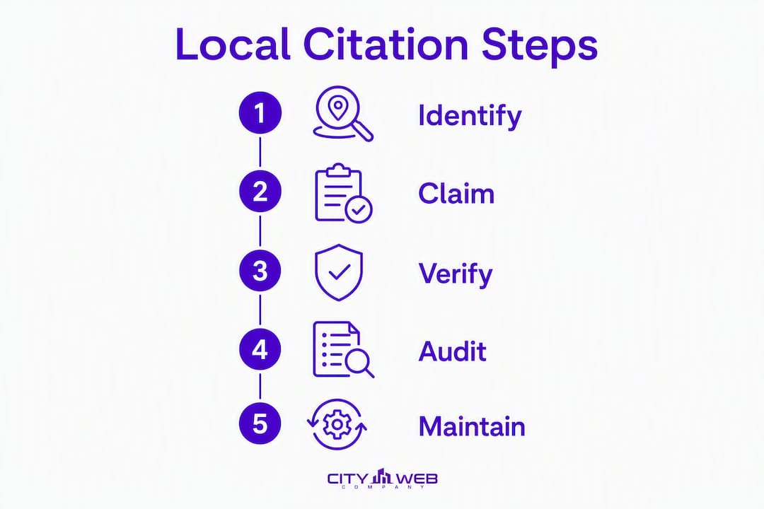 Infographic showing local citation process steps