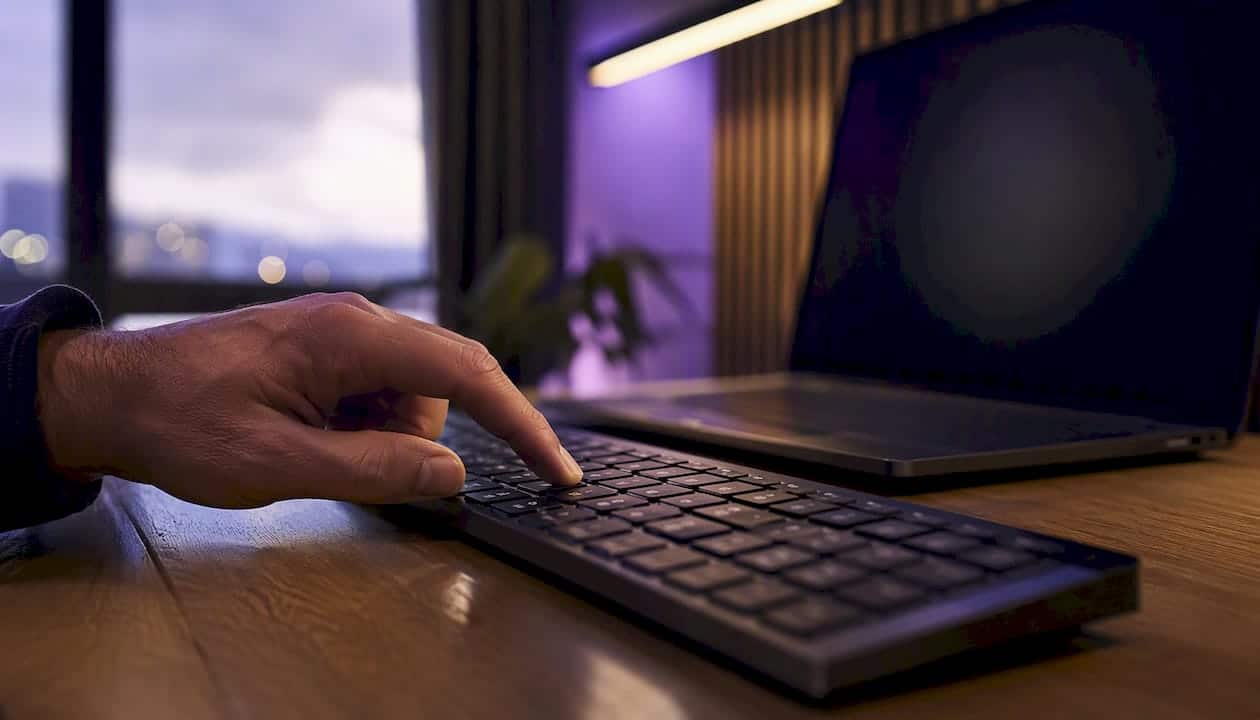 Hand pressing Tab key on keyboard