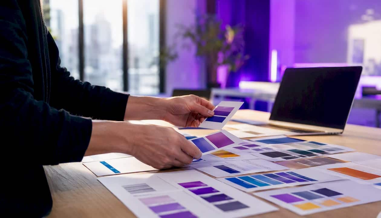 Designer hands assessing accessibility design components