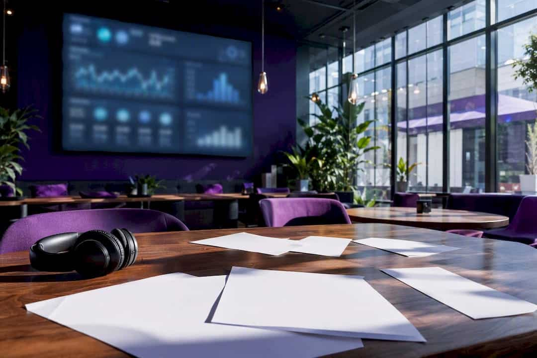 Modern workspace with glowing SEO dashboard