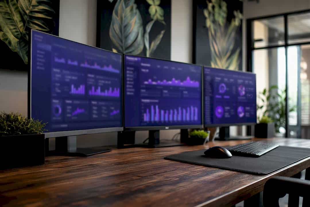 Digital campaign structures displayed on multiple monitors