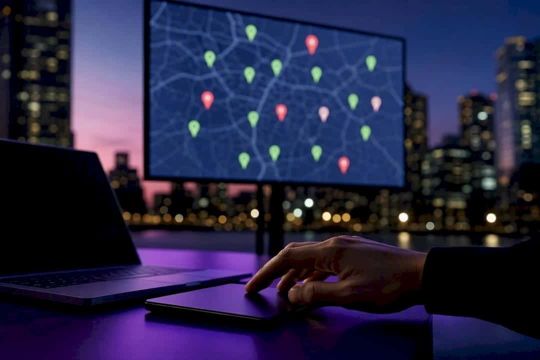 Map pins showing proximity impact