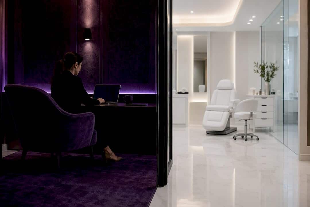 Contrasting dark luxury and clinical clean workspaces