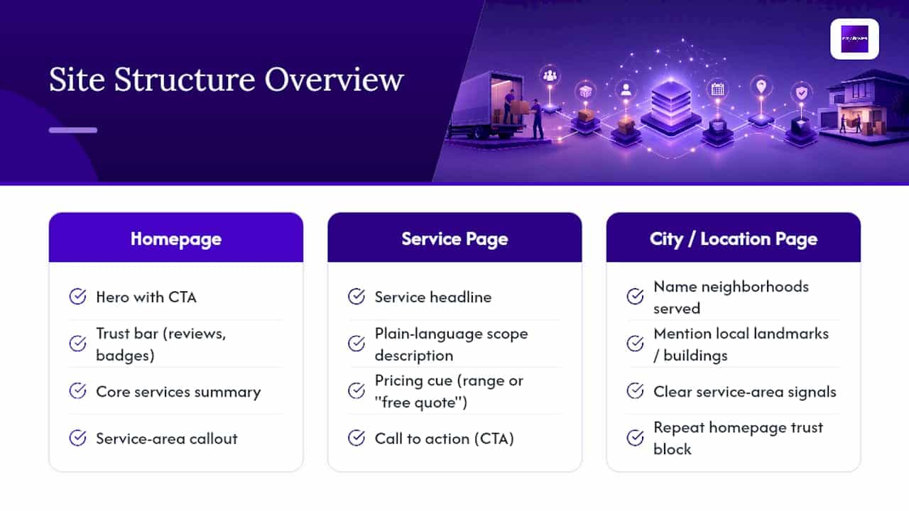 Moving company website structure diagram