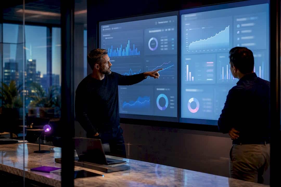 Owner comparing pest control campaign dashboards