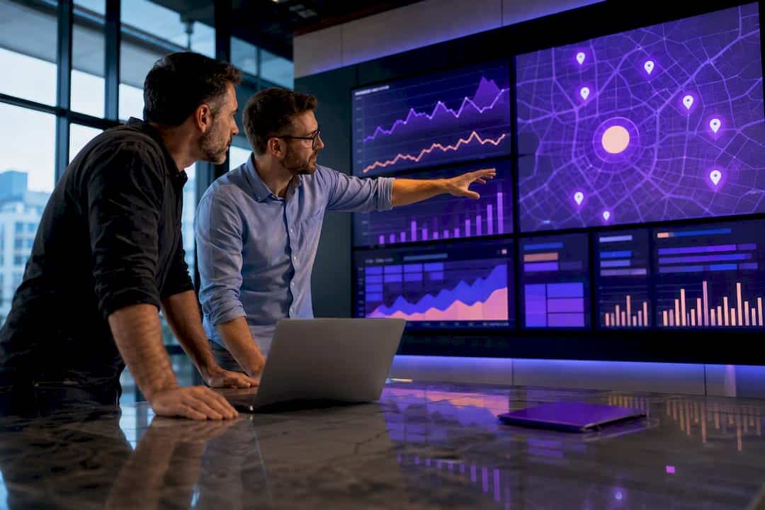 Moving company owner reviewing SEO performance dashboard