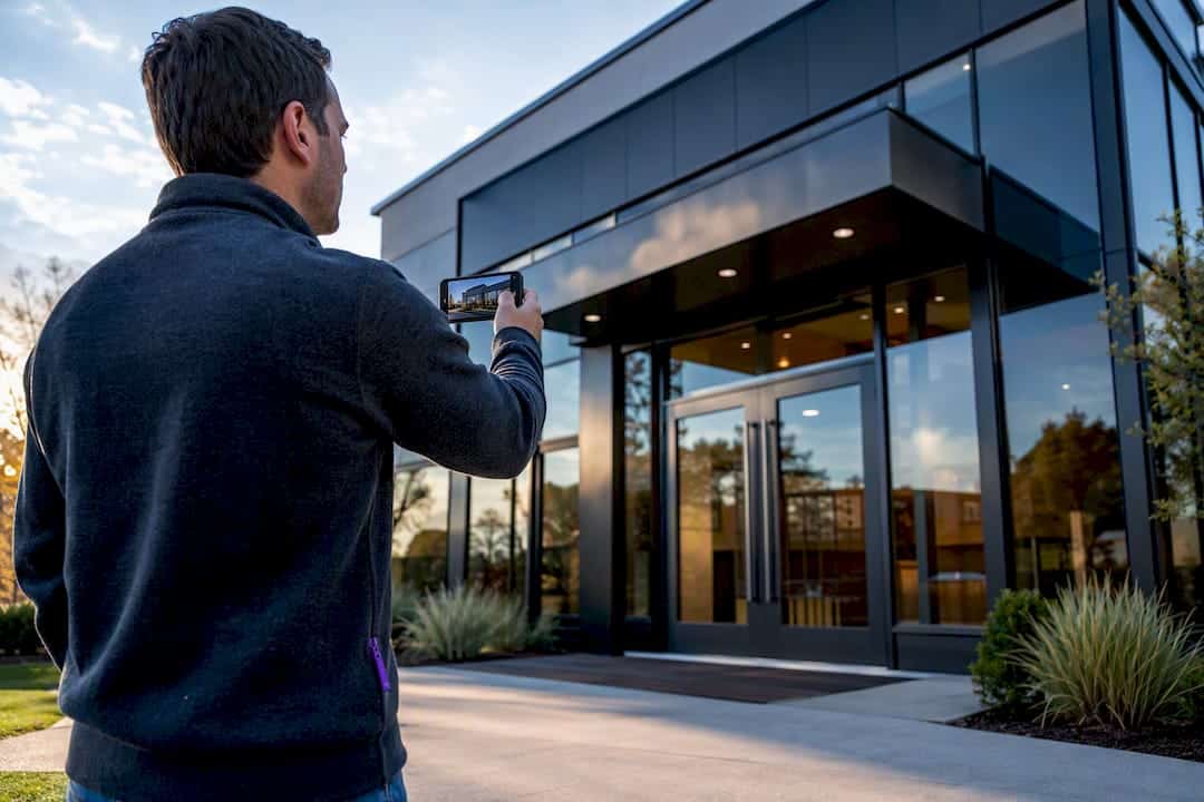 Owner recording storefront verification video