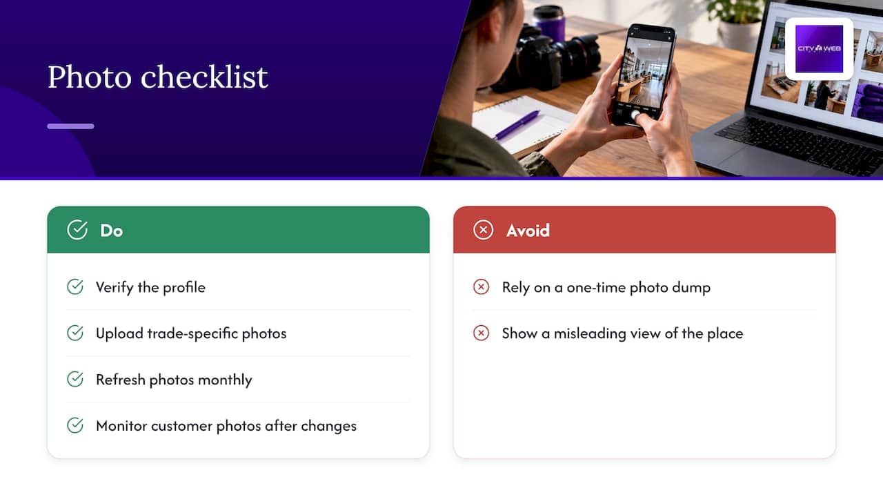 Our view: a checklist beats a one-time photo dump — overview diagram